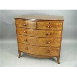 A 19th Century mahogany bow front chest of two short and three long drawers