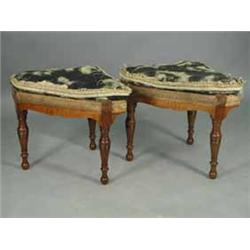 A pair of late Victorian/Edwardian walnut corner stools by Howard & Sons