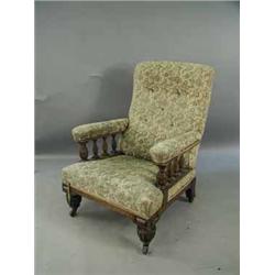 A Victorian arm chair with turned oak supports Est.200/40