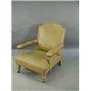 Image 1 : A late Victorian Howard style arm chair upholstered in leatherette on a painted grained frame Est.15