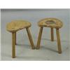Image 1 : A pair of 'Mouseman Thompson' oak stools of kidney shape on chamfered legs
