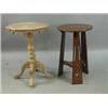 Image 1 : An Arts and Crafts oak jardiniere stand and an oak tripod table
