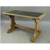 Image 1 : A Victorian oak refectory table with writing inset over standard end supports