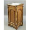 Image 1 : A Victorian oak pot cupboard the top with a marble inset over a single door
