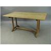 Image 1 : An Arts and Crafts oak refectory table with a plank top on square chamfered end supports