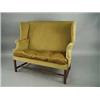 Image 1 : A two seat settee on square mahogany legs Est.300/40