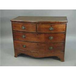 A George III mahogany bow front chest of two short and two long drawers. 99cm wide Est.400/60