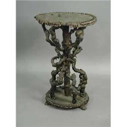 A Victorian stained wood lamp table on root base Est.150/25