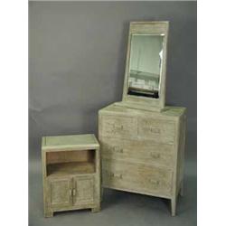 Three pieces of limed oak bedroom furniture by Betty Joel