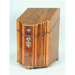 A George III inlaid and crossbanded knife box