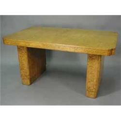 An Art Deco burr walnut dining table