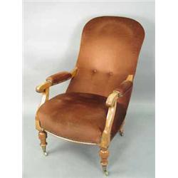 A Victorian upholstered walnut open armchair Est.200/30