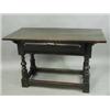 Image 1 : A 17th continental walnut plank top side table with frieze drawers on baluster legs joined by stretc