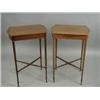 Image 1 : A matched pair of Edwardian strung mahogany lamp tables with hinged tops and 'D' shaped ends