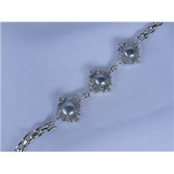 GRAY PEARL CZ SILVER BRACELET***METAL: SILVER; APPROXIM