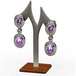 Amethyst 3.40 ctw Diamond Dangling Earring 14k W/Y Gold