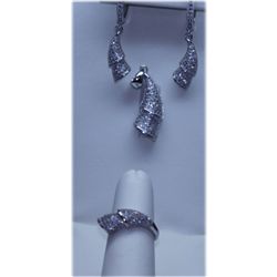 57.00 CTW MICRO PAVE CZ EARRING, RING,PENDANT SET .925