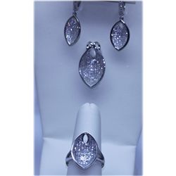 37.15 CTW CTW MICRO PAVE CZ EARRING, RING,PENDANT SET .