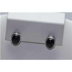 15.80 CTW BLACK ONEX EARINGS .925 STERLING SILVER