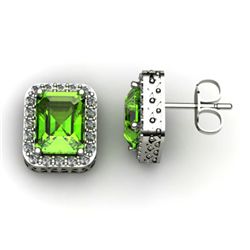 Genuine 3.70 ctw Peridot Diamond Earring 14k W/Y Gold