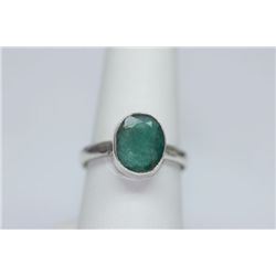 18.73 CTW EMERALD RING .925 STERLING SILVER