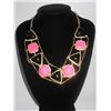 Image 1 : 378CTW BLACK-PINK TRI-SHAPED BRASS NECKLACE;18INCH
