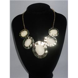 276CTW 5-WHITE OVAL BRASS NECKLACE;18INCH