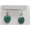 Image 1 : 25.50 CTW EMERALD EARINGS .925 STERLING SILVER