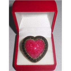 15CTW PINK HEART BRASS RING SIZE 7