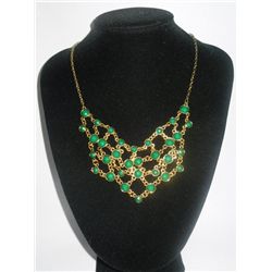 102CTW GREEN LOOPS BRASS NECKLACE;18INCH