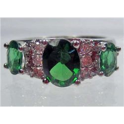 11306 - WHITE GOLD EMERALD AND TOPAZ RING