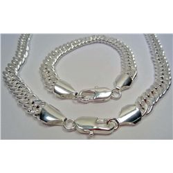11252 - STERLING SILVER MEN'S NECKLACE AND BRACELET SET  - UNTESTED BY US