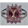 Image 1 : 11206 - WHITE GOLD PLATED PINK SAPPHIRE AND TOPAZ RING