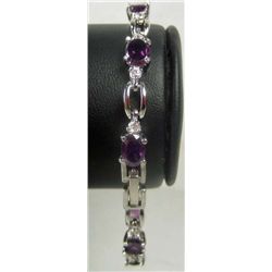 11174 - WHITE GOLD PLATED AMETHYST BRACELET