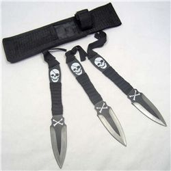 11137 - SET OF 3 BONES EYE THROWING KNIVES APPROX. 7"