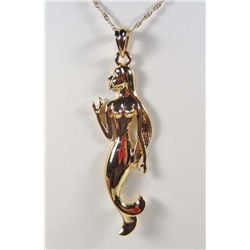 10430 - 18K GOLD PLATED MERMAID PENDANT W/  CHAIN