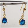 Image 1 : 9555 - GOLD PLATED SAPPHIRE PEAR DANGLE EARRINGS