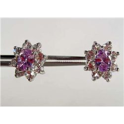 9359 - WHITE GOLD  GOLD PLATED TANZANITE & WHITE TOPAZ EARRING