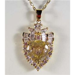 9363 - GOLD PLATED PINK SAPPHIRE & WHITE TOPAZ NECKLACE