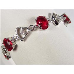 9250 - WHITE GOLD PLATED & GARNET TENNIS BRACELET