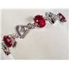 Image 1 : 9250 - WHITE GOLD PLATED & GARNET TENNIS BRACELET