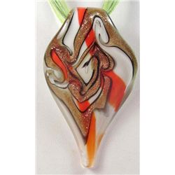 8994 - MULTI COLORED LEAF LAMPWORK MURANO GLASS PENDANT