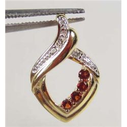 9480 - 14K GOLD OVER STERLING SILVER RED RHODOLITE GARNET PENDANT