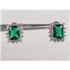 Image 1 : 9539 - WHITE GOLD PLATED GREEN EMERALD STUD EARRINGS