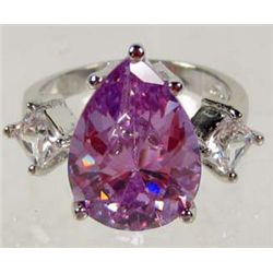 9601 - WHITE GOLD PLATED TANZANITE RING