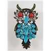Image 1 : 10509 -  BRONZE TURQUOISE & CORAL OWL BROOCH