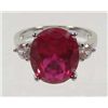 Image 1 : 10689 - WHITE GOLD PLATED RUBY & WHITE TOPAZ RING SIZE 8