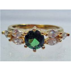 11317 - GOLD PLATED EMERALD AND TOPAZ RING
