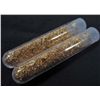 Image 1 : 9766 - LOT OF 2 JUMBO VIALS OF GOLD FLAKES 2.5" TALL