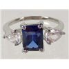 Image 1 : 9609 - 18K WHITE GOLD PLATED SAPPHIRE & TOPAZ RING